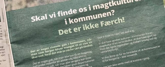 Skal vi finde os i magtkulturen i kommunen? Det er ikke Færch!